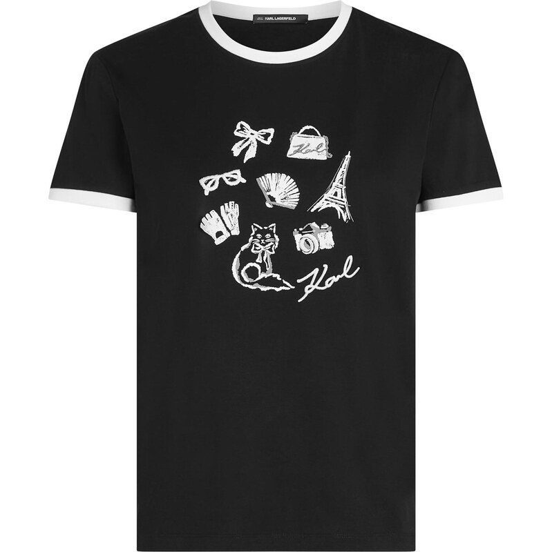 Karl Lagerfeld Tričko sivá / čierna / biela 66257825