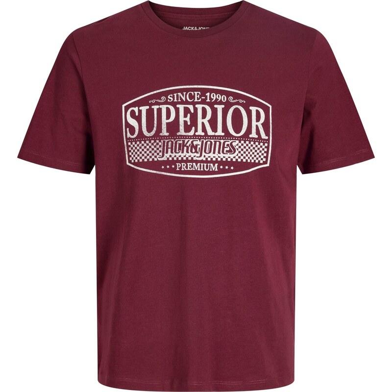 Jack & Jones Premium Tričko JPRBLUNOAH vínovo červená / biela 66257851