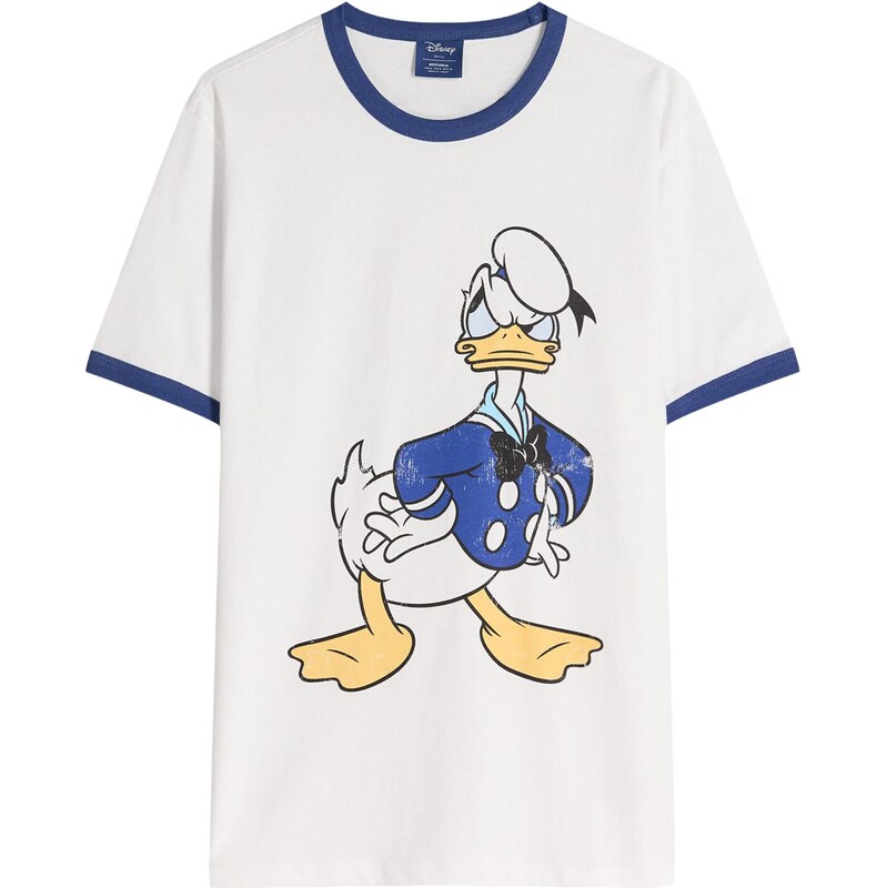Bershka Tričko DONALD DUCK modrá / tmavomodrá / žltá / biela 66258223