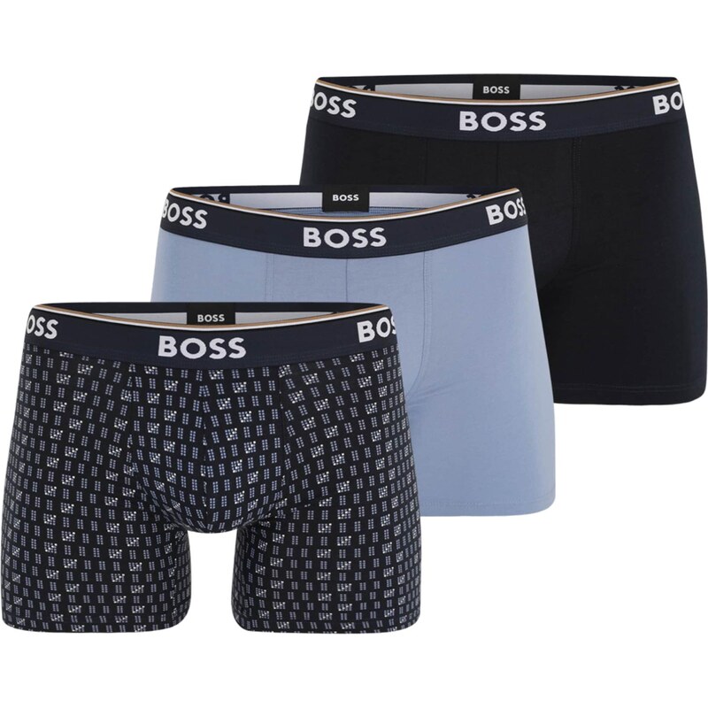 BOSS Boxerky Power Des námornícka modrá / svetlomodrá / hnedá / biela 66258308