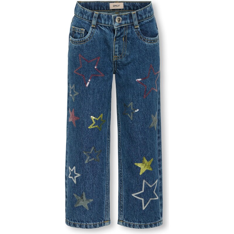 Only Mini Džínsy KMGCARLY modrá denim / zlatá / tmavočervená / 66258357