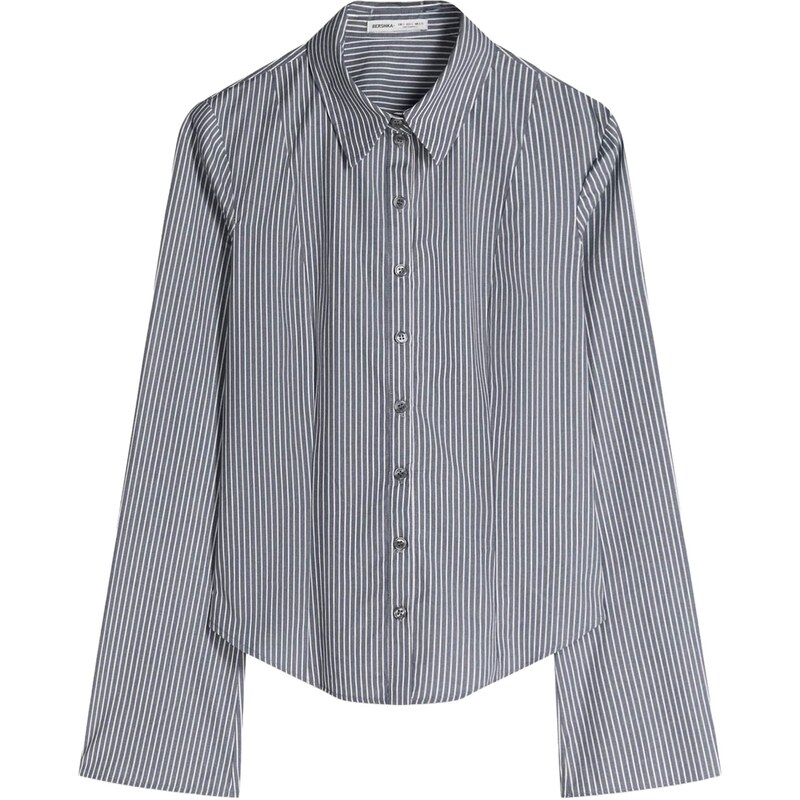 Bershka Blúzka sivá / biela 66258429