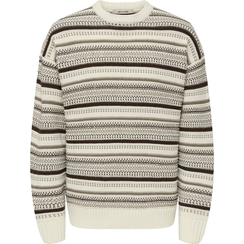 Only & Sons Sveter ONSROY krémová / hnedá / svetlohnedá 66258601