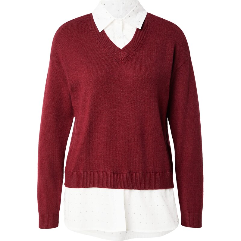 ONLY Sveter vínovo červená / biela 66258620