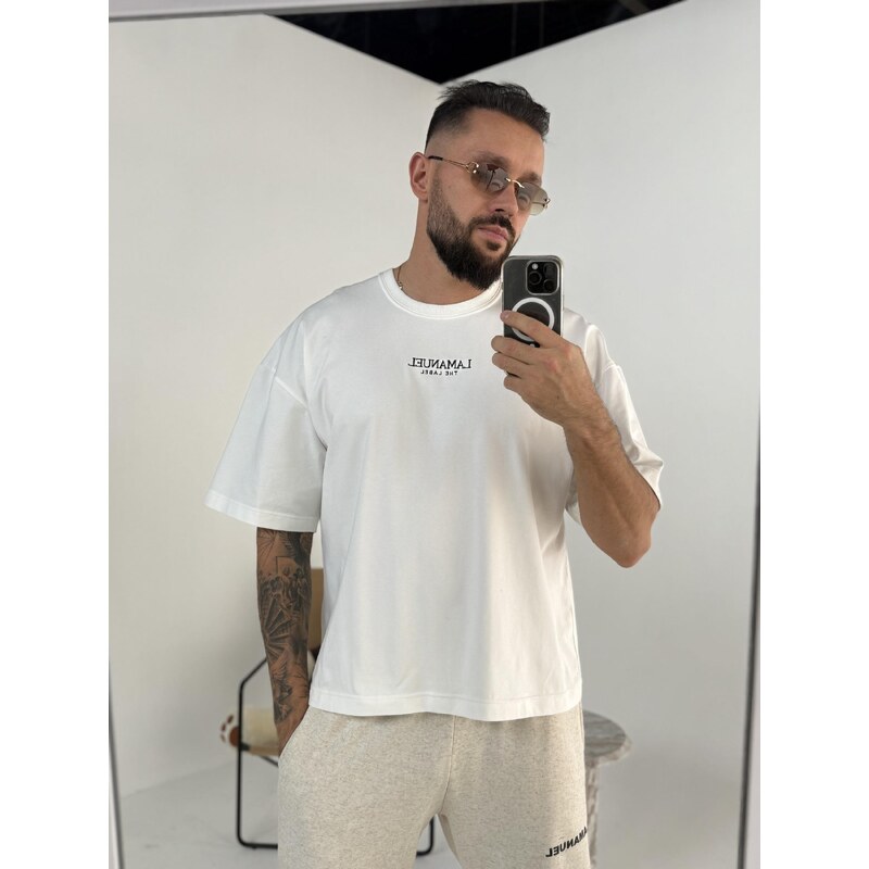 LaManuel Pánske biele tričko CORE 66260785