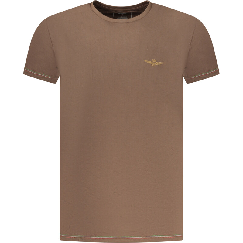 Aeronautica Militare Pánske hnedé tričko s krátkym rukávom 66470418