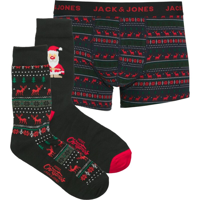JACK & JONES Boxerky JACXMAS REINDEER smaragdová / červená / čierna / 66263165