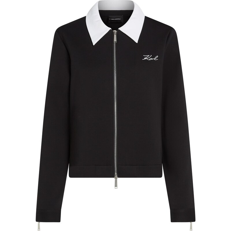 Karl Lagerfeld Tepláková bunda čierna / biela 66263297