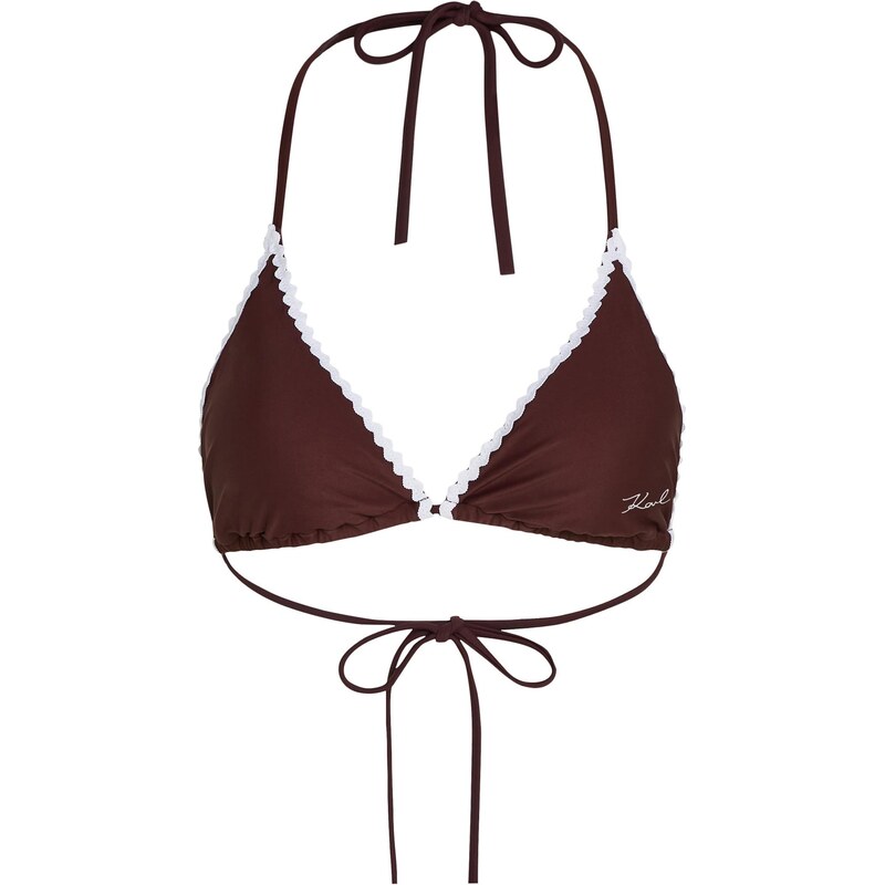 Karl Lagerfeld Bikinový top tmavohnedá / šedobiela 66263337