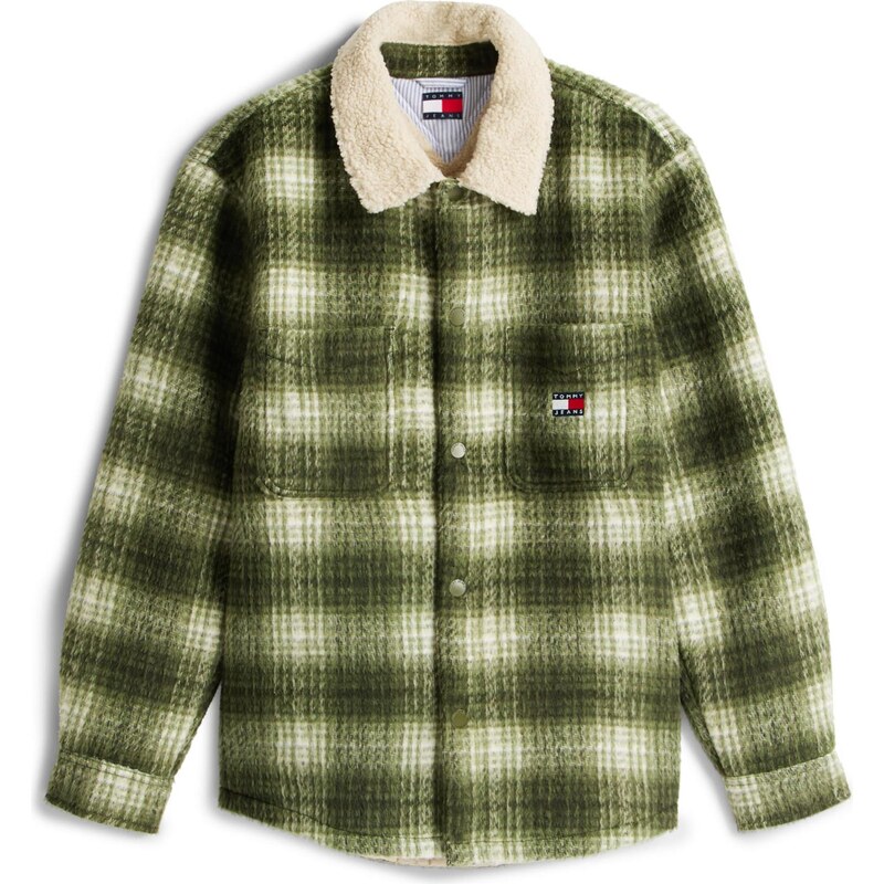 Tommy Jeans Prechodná bunda olivová / pastelovo zelená / biela 66263634