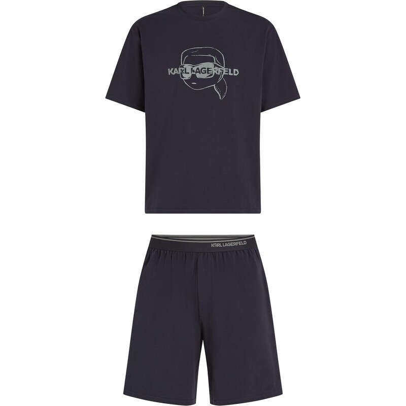Karl Lagerfeld Krátke pyžamo IKON tmavomodrá / sivá 66263840