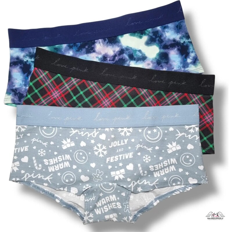 PINK 3-Pack /S/ Logo Bavlněné Boyshort Kalhotky 66269309