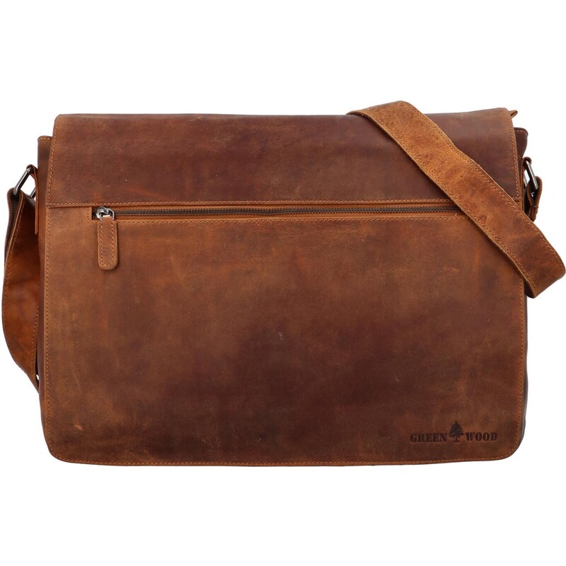 Priestranná pánska pracovná kožená taška Ulrich Green Wood, svetlo 66269448