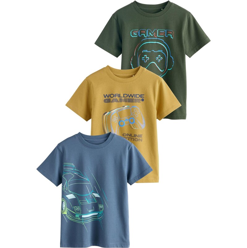 Next Tričko tyrkysová / modrosivá / karí / kaki 66274652