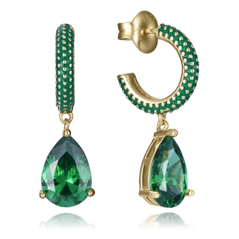 Viceroy Úchvatné pozlátené náušnice so zelenými zirkónmi 15122E100-32 66588964