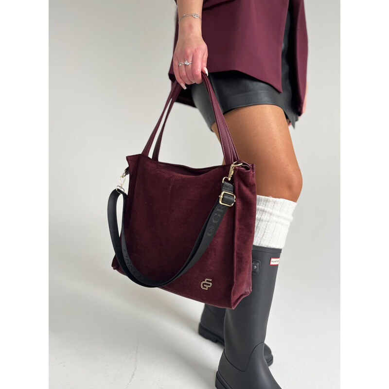 GROSSO Bordová veľká kabelka s velúrom 66937845