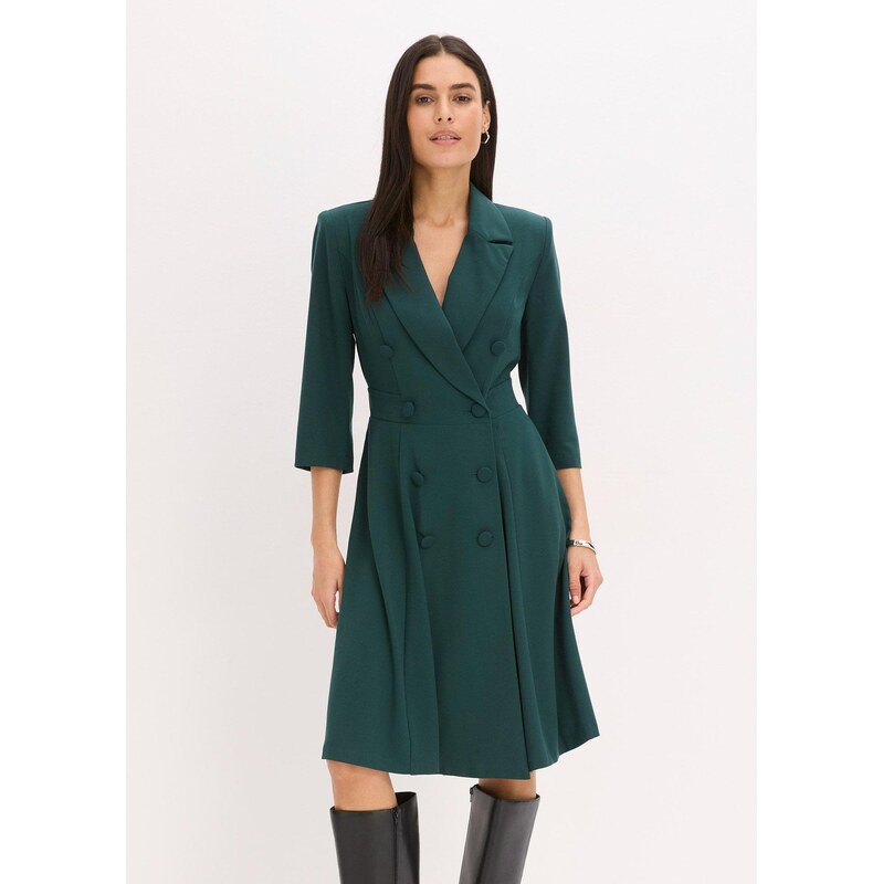 bonprix Blejzrové šaty s rozšírenou sukňovou časťou, farba zelená 66338613