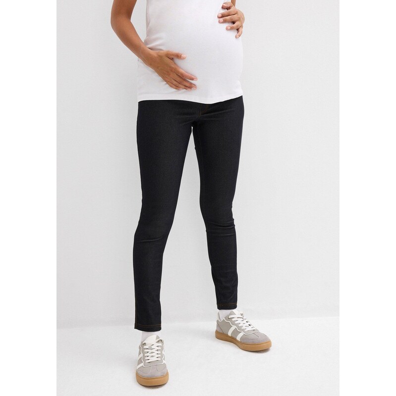 bonprix Materské legíny, elastické, v džínsovom vzhľade, farba čierna 66888135