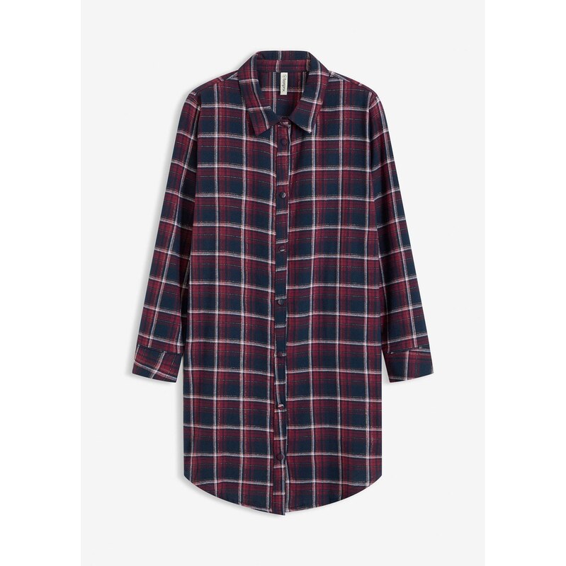 bonprix Nočná košeľa z flanelu, s gombičkami, farba červená 66563942