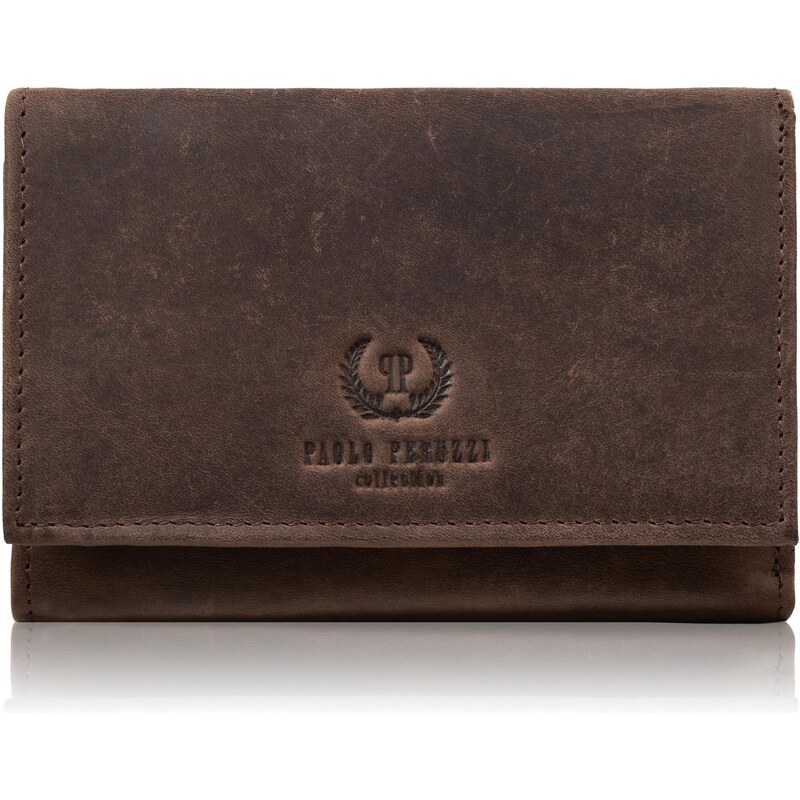 PAOLO PERUZZI Dámska kožená Vintage peňaženka s RFID | hnedá T-33-HBR 66295047
