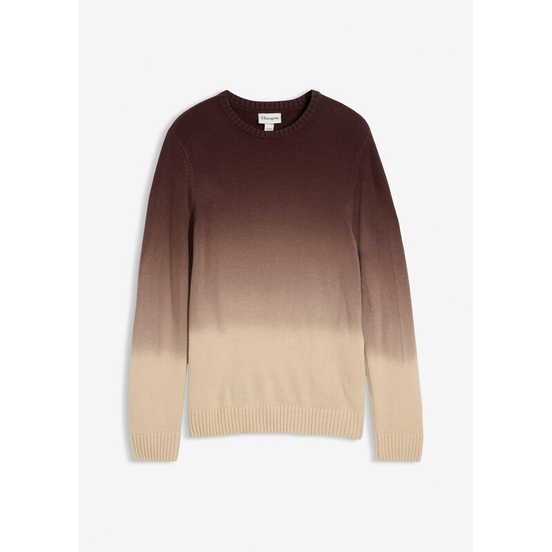 bonprix Jemne pletený pulóver s farebným prielivom, farba hnedá 66295225