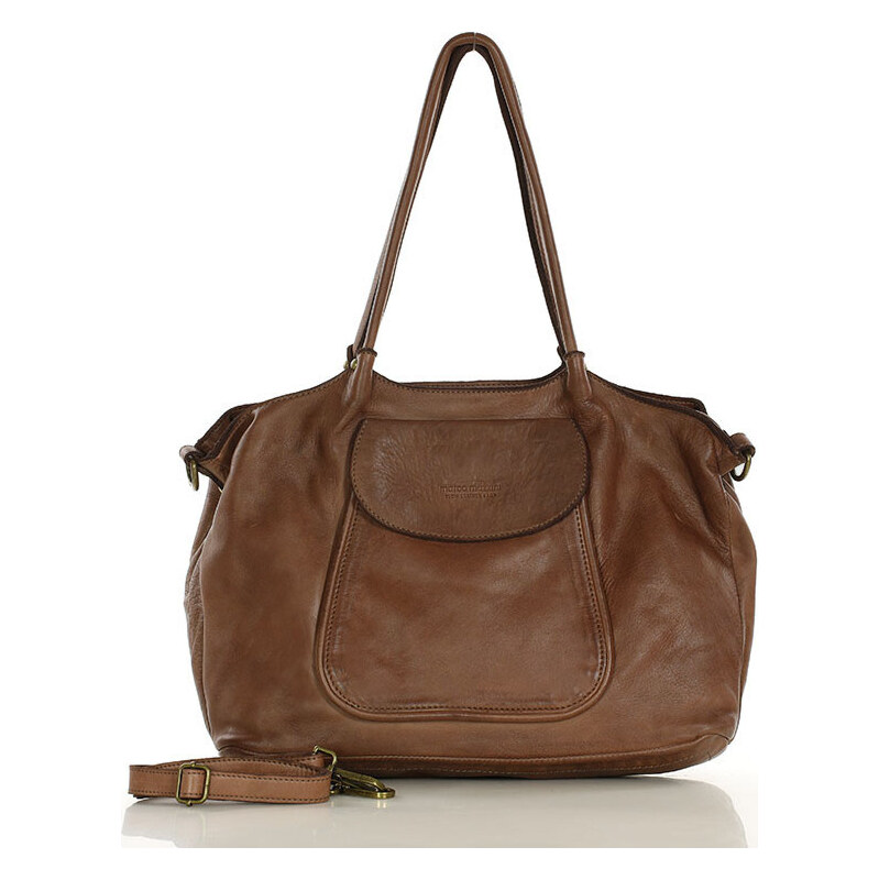 MARCO MAZZINI hnedá kožená shopper kabelka (v86h) 61532625