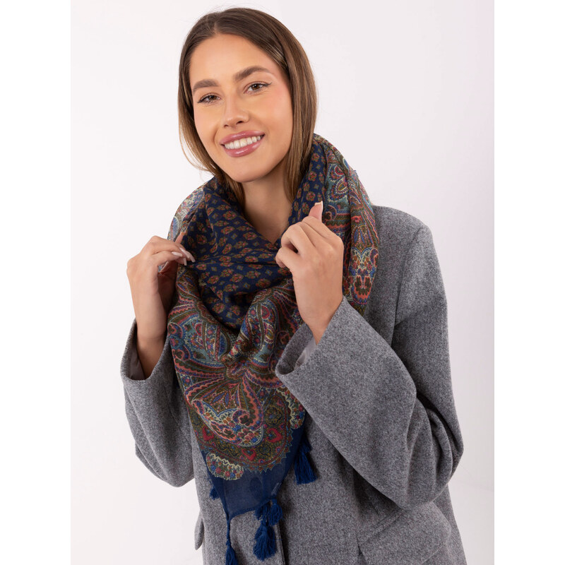 BASIC Tmavo-modrá dámska šatka so strapcami AT-CH-ENEC-72.31P-dark 18753695