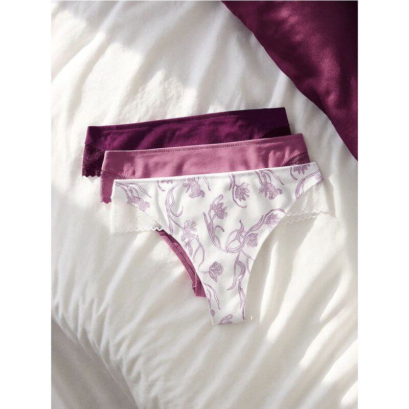 Sinsay - Súprava 3 brazílskych nohavičiek - viacfarebná 66297592