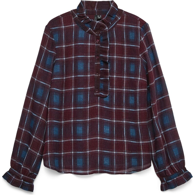 VERO MODA Blúzka VMEMILIE modrá / vínovo červená 66299143