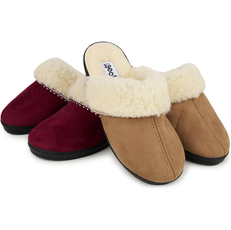 Vlnka Dvojité balenie dámskych papúč na kline s ovčou vlnou Merino 66300849