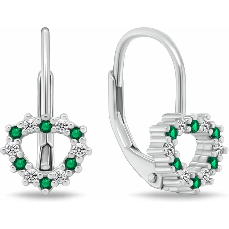 Brilio Silver Dievčenské strieborné náušnice Srdiečko s kubickými 66578706