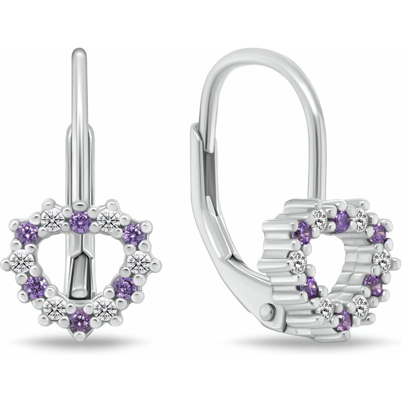 Brilio Silver Dievčenské strieborné náušnice Srdiečko s kubickými 66584049