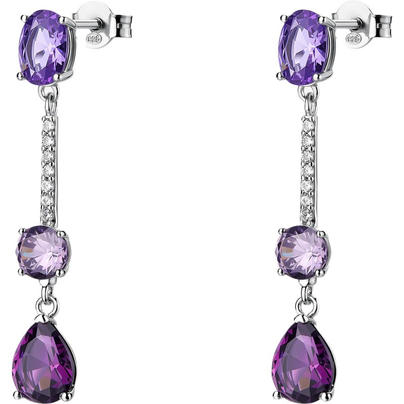 Brosway Strieborné visiace náušnice s fialovými zirkónmi Freedom Magic 66590585