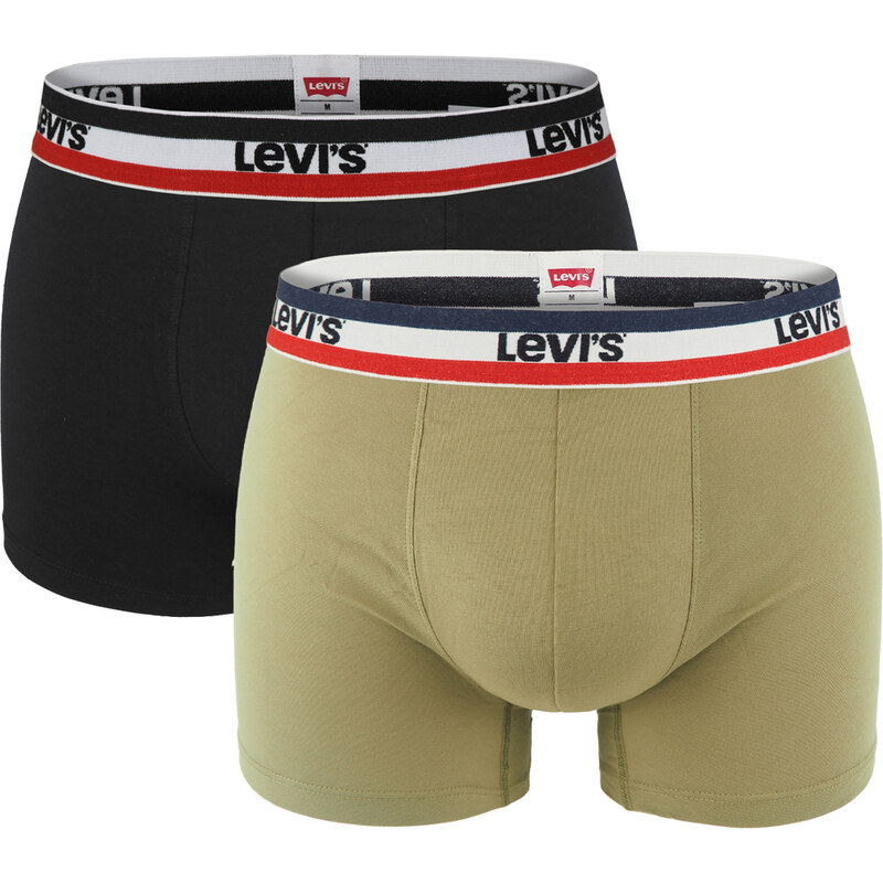 LEVI`S - 2PACK boxerky Levi`s sportswear army green & black 66303154