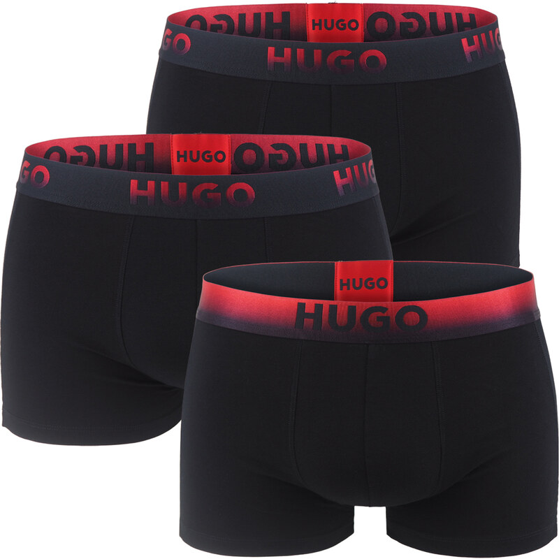 HUGO - boxerky 3PACK luxe premium cotton stretch modern red ombré logo 66303179