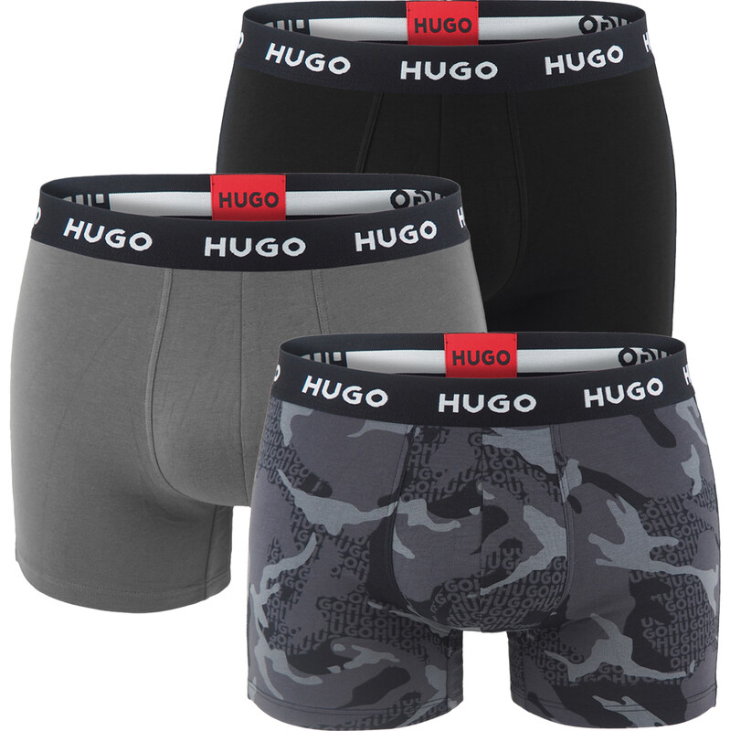 HUGO - boxerky 3PACK cotton stretch classic fit black / modern urban 66303180