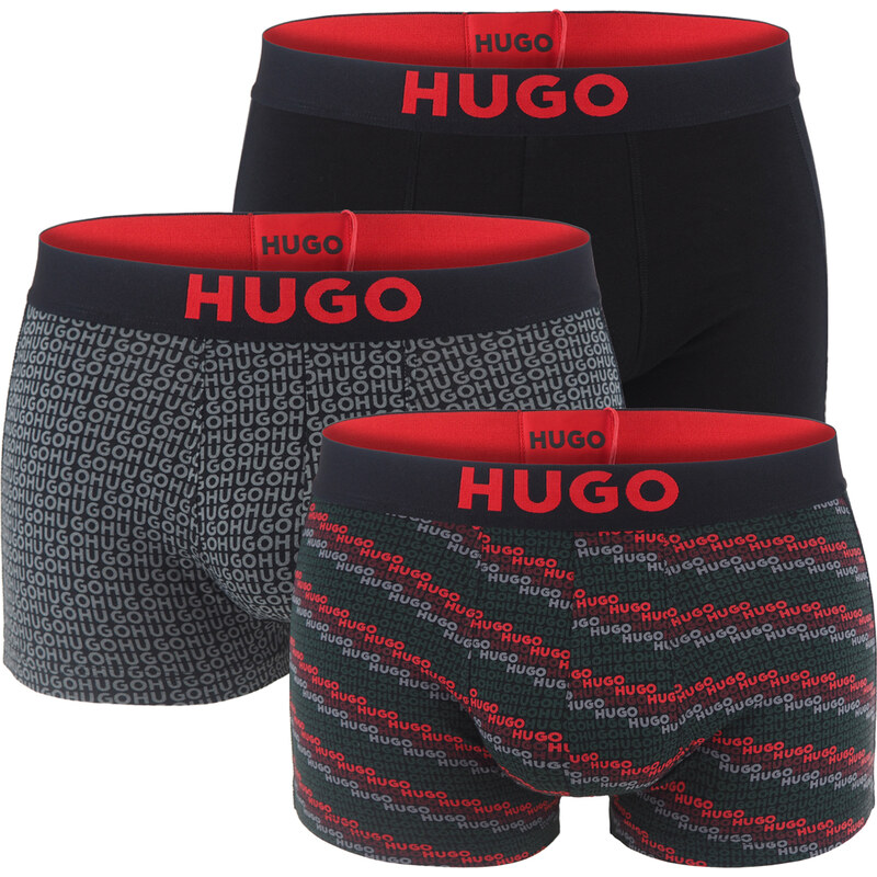 HUGO - boxerky 3PACK luxe premium eco stretch cotton modern logo mix v 66303184