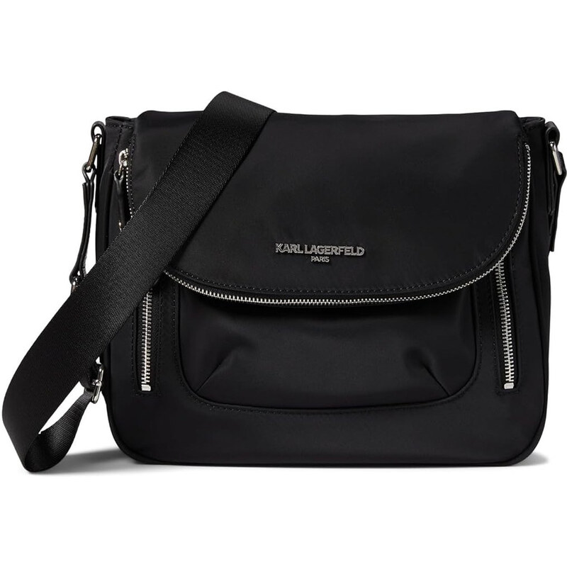 Karl Lagerfeld Paris Cara Messenger Handbag Black Silver 66600103