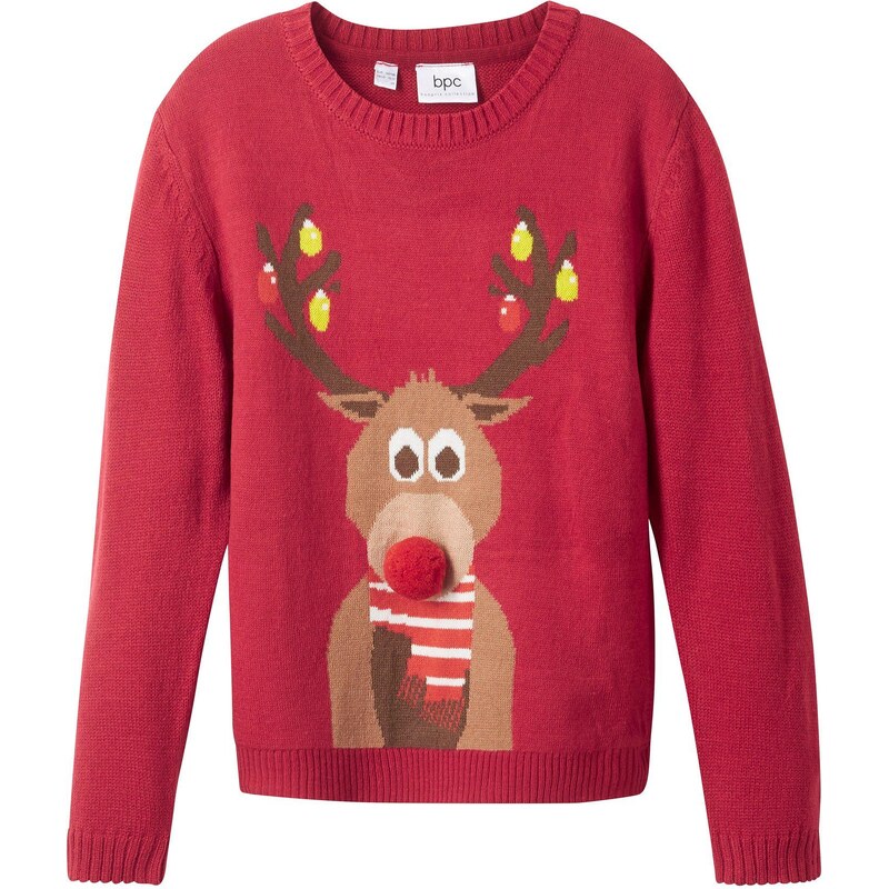 bonprix Detský vianočný pulóver, farba červená 66297493