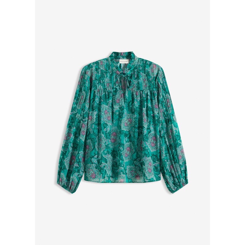 bonprix Šifónová tunika s potlačou paisley, farba zelená 66304399