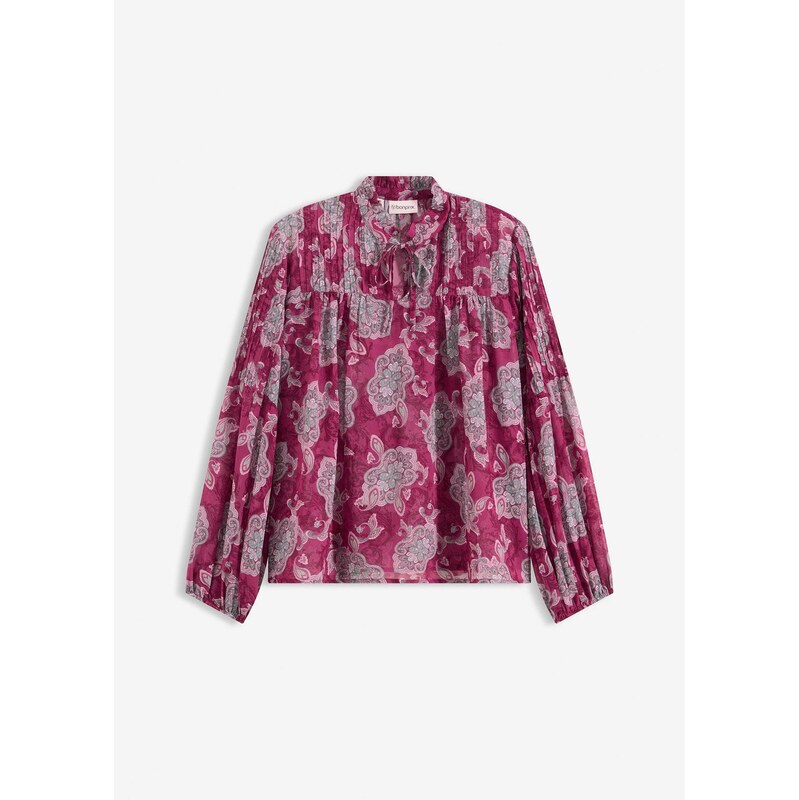 bonprix Šifónová tunika s potlačou paisley, farba fialová 66304400