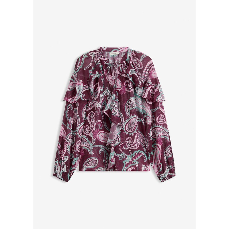 bonprix Tuniková blúzka s volánmi, farba fialová 66304402