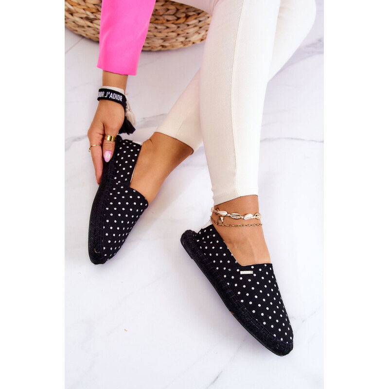 Big Star Shoes Damskie Espadryle W Groszki Big Star JJ274867 Czarne 66658158