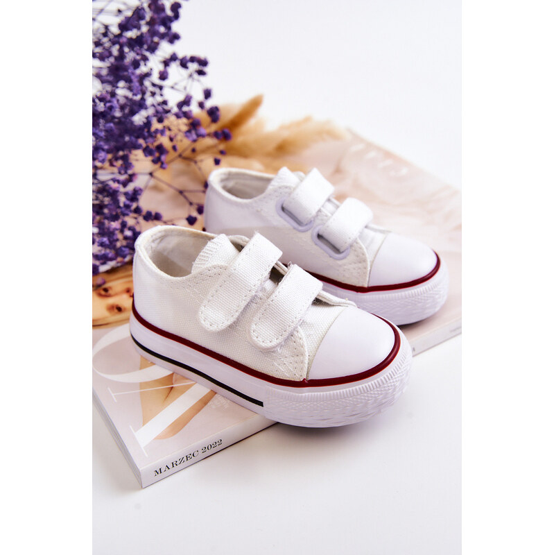 Boto Dziecięce Trampki Na Rzepy Białe Bernie 67260421