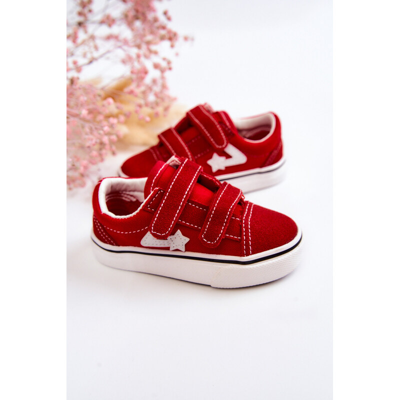 Boto Klasyczne Tenisówki Dziecięce Na Rzepy Czerwone Phiris 66658186