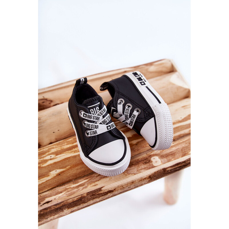 Big Star Shoes Dziecięce Skórzane Trampki BIG STAR KK374041 Czarno 66658395