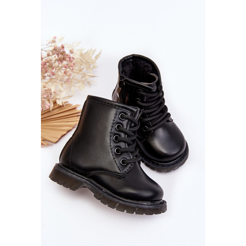 Boto Dziecięce Botki Skórzane Z Suwakiem Czarne Omua 66658497