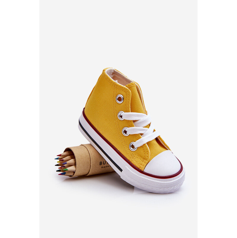 Boto Dziecięce Wysokie Trampki Żółte Filemon 67260436