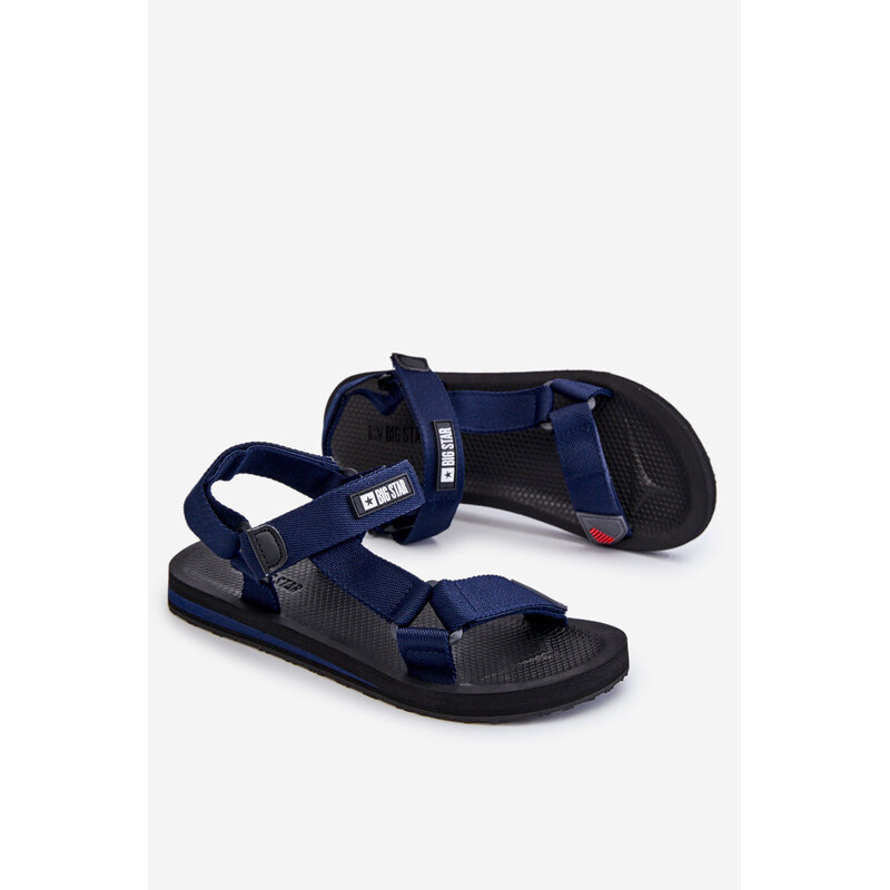 Big Star Shoes Męskie Sandały Na Rzepy Big Star DD174718 Granatowe 66658692