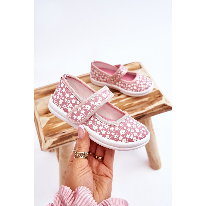 Boto Dziecięce Baleriny Na Rzep W Print Różowe Selah 67260440
